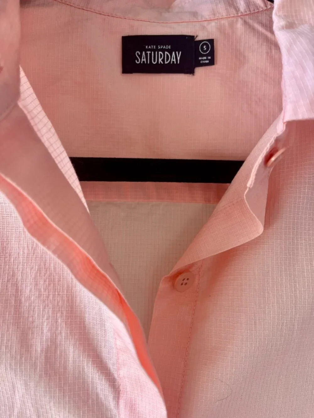 Kate Spade Saturday | Pastel Pink / Peach Grid Button-Down Shirt